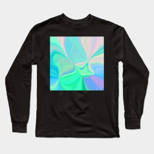 Abstract Holographic Neon Fluorescent Swirls Long Sleeve T-Shirt